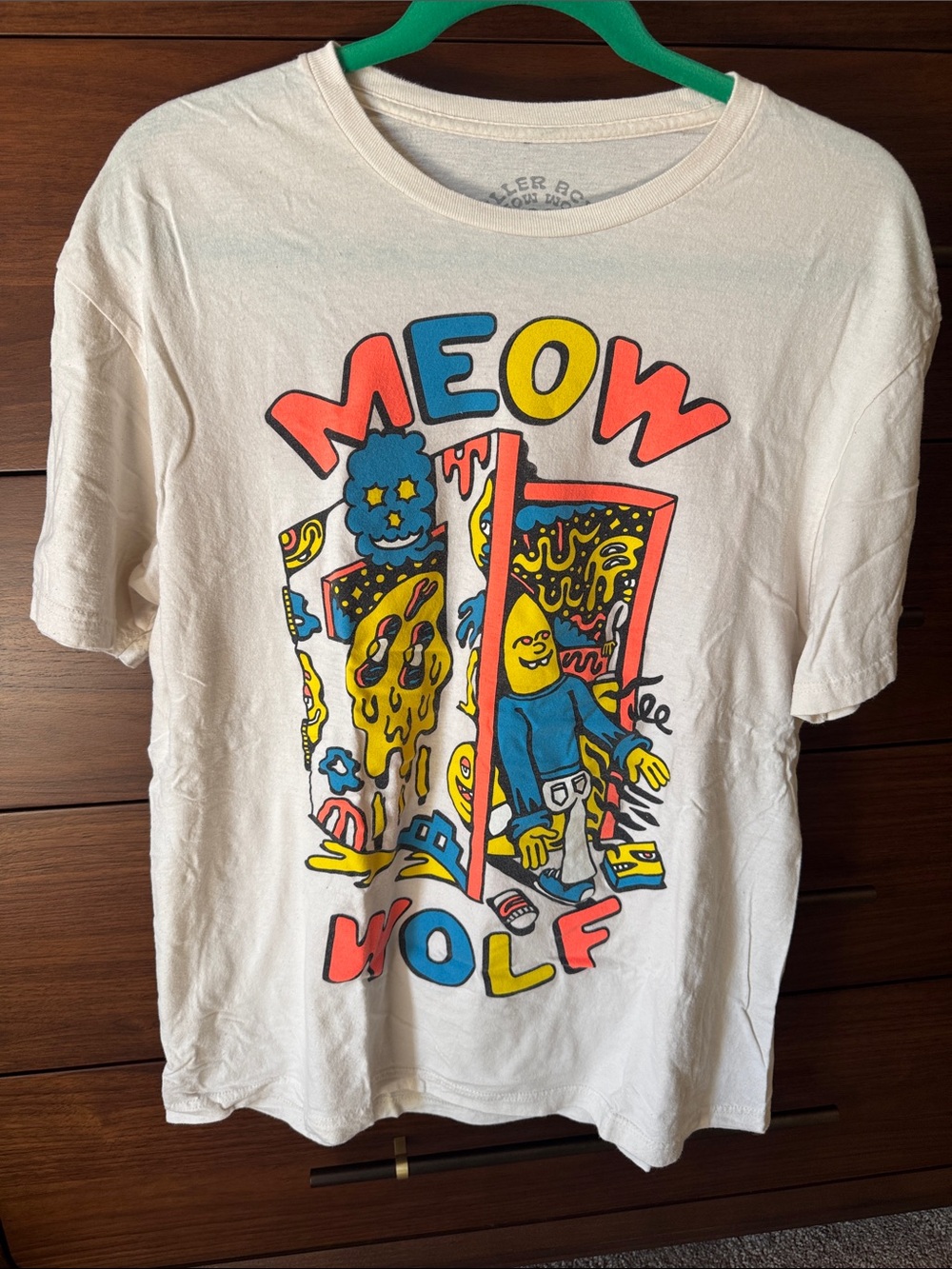 White 'Meow Wolf' Graphic Short Sleeve Tee